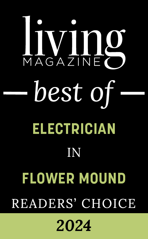 Living Magazine Best of Electrician in Flower Mound Readers' Choice 2024 award badge