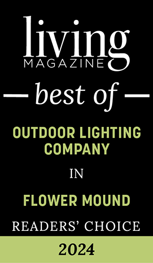 Living Magazine 2024 Readers' Choice award badge for Best Outdoor Lighting Company in Flower Mound