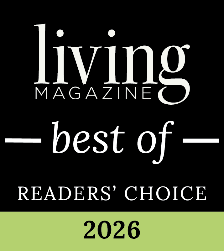 Living Magazine Best of Readers’ Choice 2026 award graphic with black background and green accent